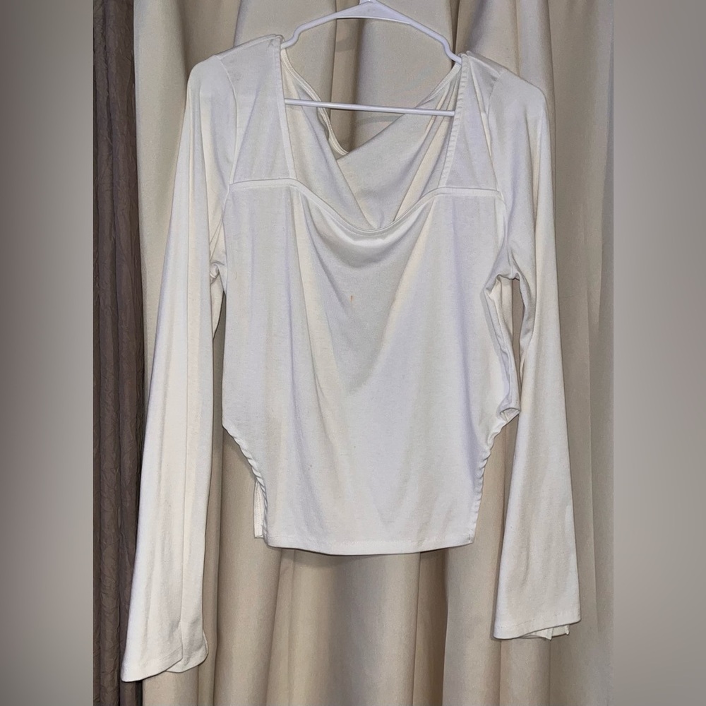 Chic Cream Long Sleeve Women's Top